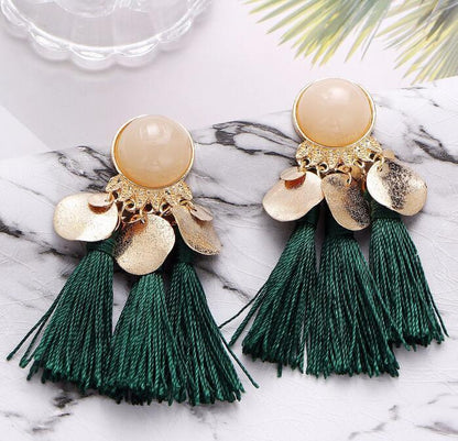 Colorful diamond-studded temperament tassel earrings earrings-Jewearrings