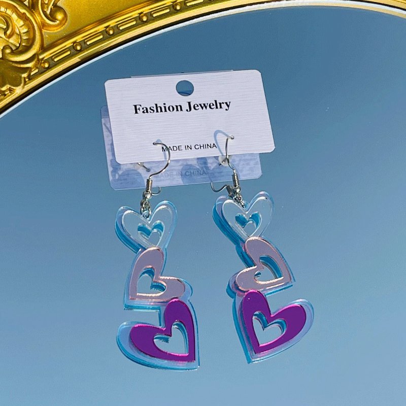 Colorful Love Hollow Acrylic Earrings-Jewearrings