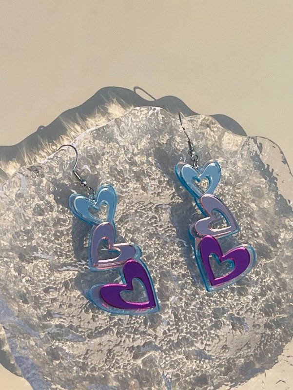 Colorful Love Hollow Acrylic Earrings-Jewearrings