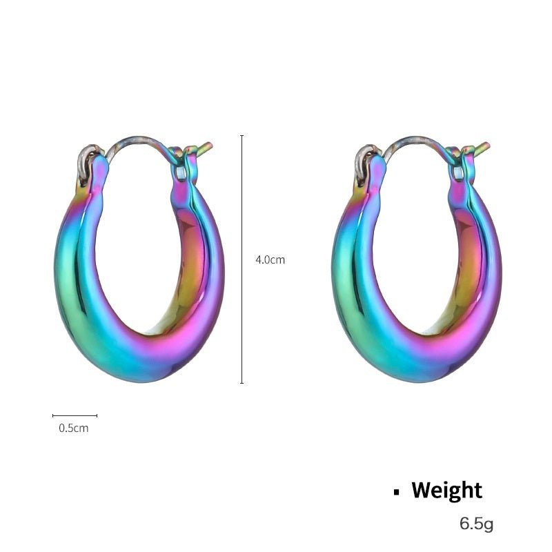 Colorful Metal Holographic Hoop Earrings Female Y2g Personality-Jewearrings