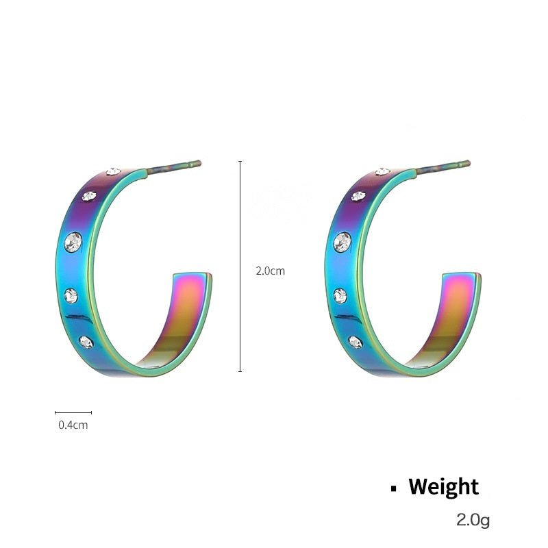 Colorful Metal Holographic Hoop Earrings Female Y2g Personality-Jewearrings