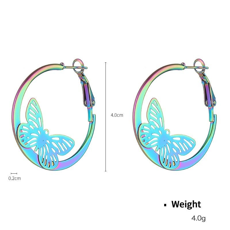 Colorful Metal Holographic Hoop Earrings Female Y2g Personality-Jewearrings