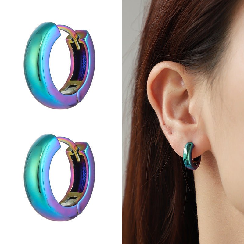 Colorful Metal Holographic Hoop Earrings Female Y2g Personality-Jewearrings