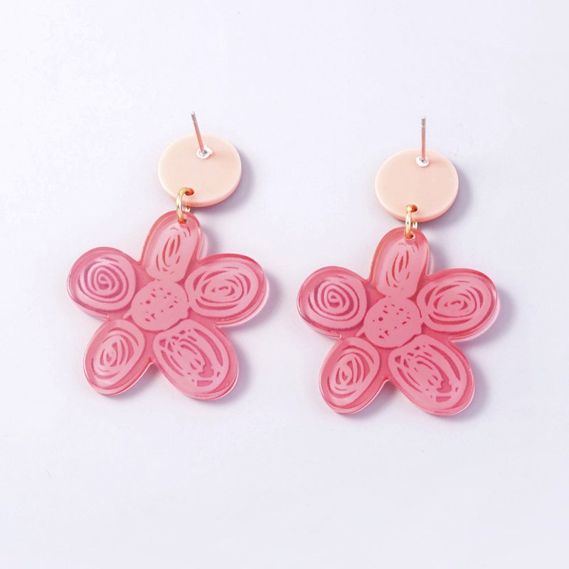 Colorful Sunflower Graffiti Acrylic Flower Earrings Female Accessories-Jewearrings