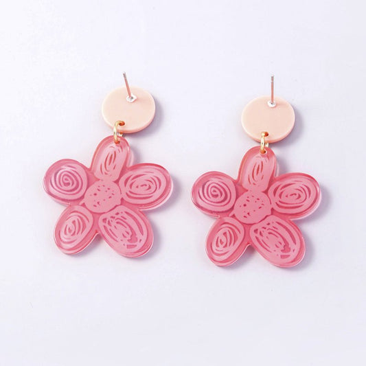 Colorful Sunflower Graffiti Acrylic Flower Earrings Female Accessories-Jewearrings