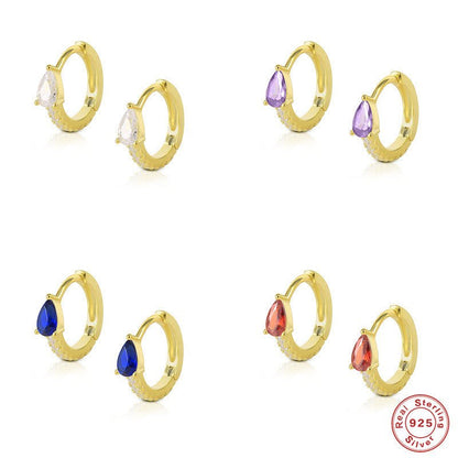 Colorful Water Drop Hoop Earrings-Jewearrings