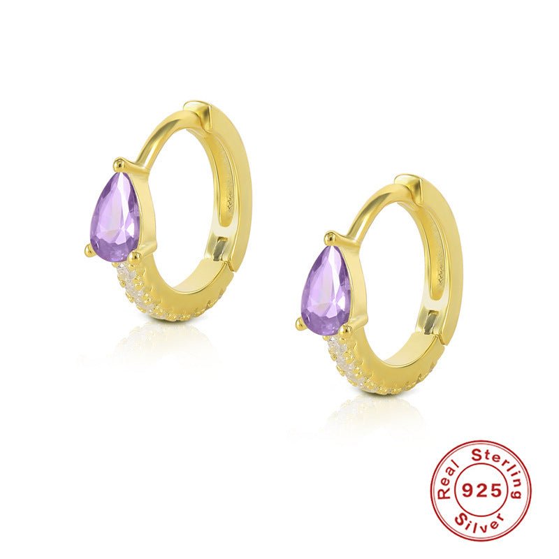 Colorful Water Drop Hoop Earrings-Jewearrings