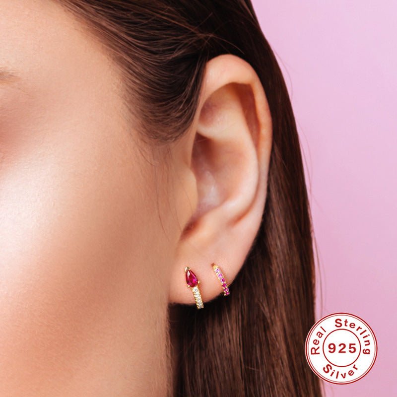 Colorful Water Drop Hoop Earrings-Jewearrings