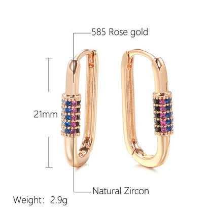 Colorful Zircon Fashion Rose Gold Earrings-Jewearrings