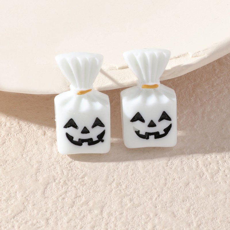 Compatible with Apple, Simulation Plastic Grimace Pumpkin Grim Reaper Ghost Festival Stud Earrings-Jewearrings