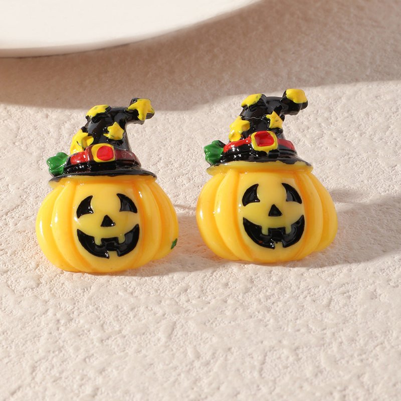 Compatible with Apple, Simulation Plastic Grimace Pumpkin Grim Reaper Ghost Festival Stud Earrings-Jewearrings