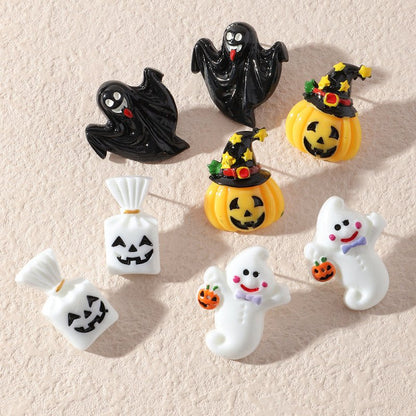 Compatible with Apple, Simulation Plastic Grimace Pumpkin Grim Reaper Ghost Festival Stud Earrings-Jewearrings