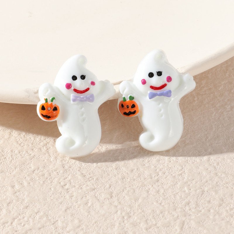 Compatible with Apple, Simulation Plastic Grimace Pumpkin Grim Reaper Ghost Festival Stud Earrings-Jewearrings