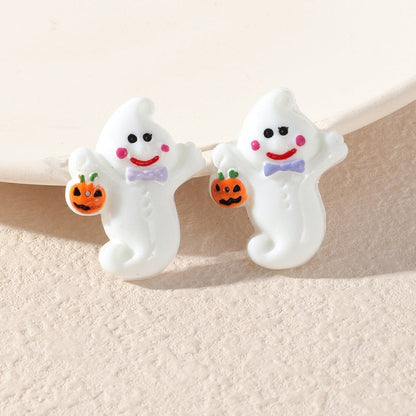 Compatible with Apple, Simulation Plastic Grimace Pumpkin Grim Reaper Ghost Festival Stud Earrings-Jewearrings