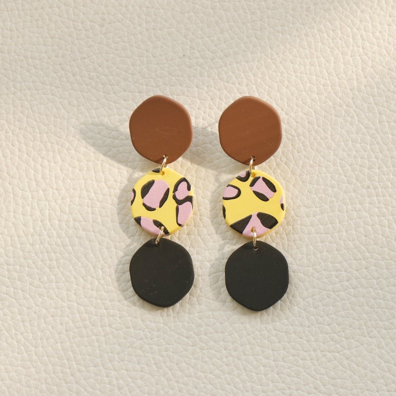 Contrast Color Holiday Girl New Acrylic Clay Texture Color Earrings-Jewearrings