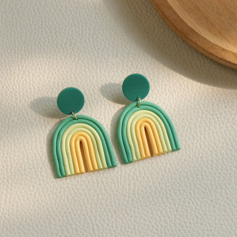 Contrast Color Holiday Girl New Acrylic Clay Texture Color Earrings-Jewearrings