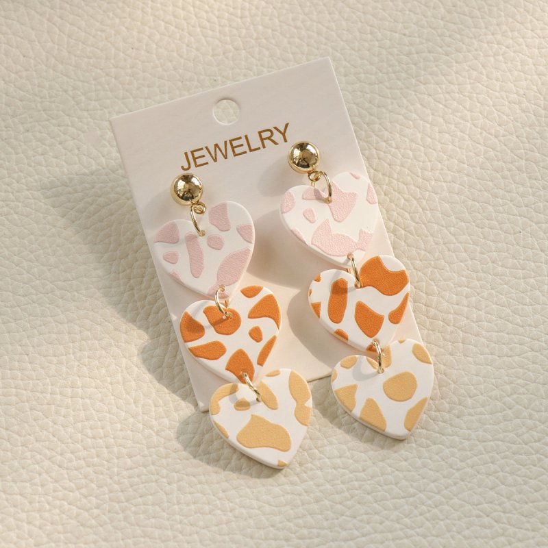 Contrast Color Holiday Girl New Acrylic Clay Texture Color Earrings-Jewearrings