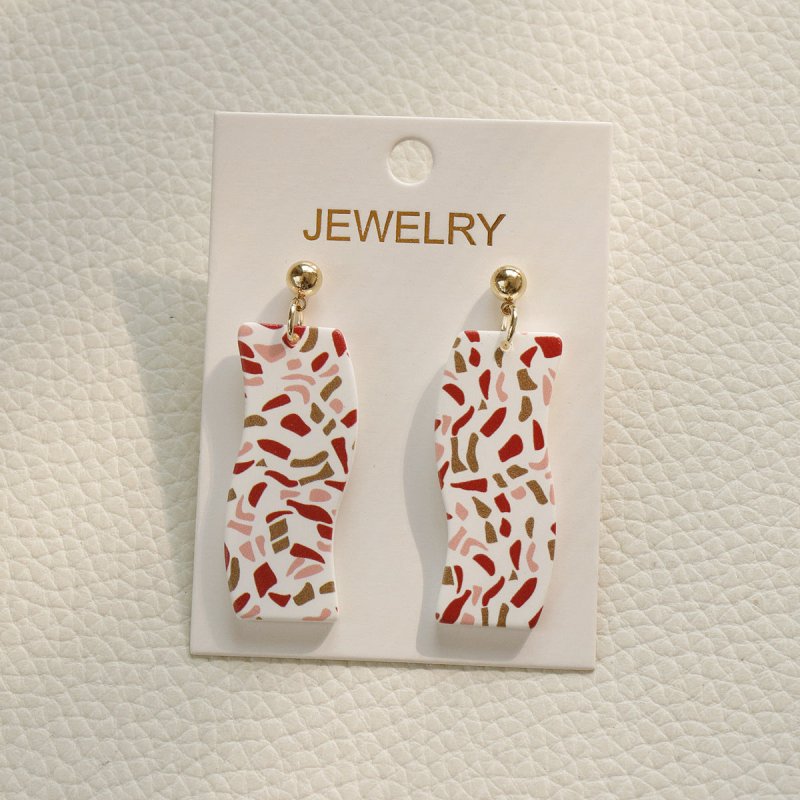 Contrast Color Holiday Girl New Acrylic Clay Texture Color Earrings-Jewearrings