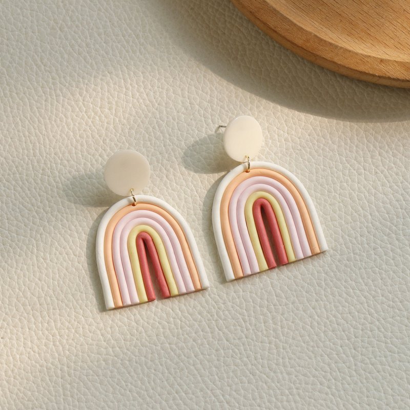 Contrast Color Holiday Girl New Acrylic Clay Texture Color Earrings-Jewearrings