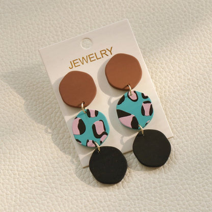 Contrast Color Holiday Girl New Acrylic Clay Texture Color Earrings-Jewearrings