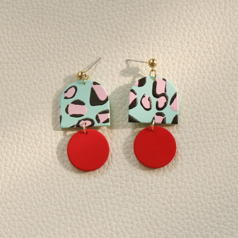 Contrast Color Holiday Girl New Acrylic Clay Texture Color Earrings-Jewearrings