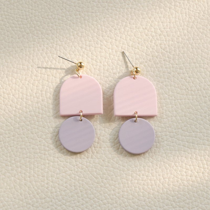 Contrast Color Holiday Girl New Acrylic Clay Texture Color Earrings-Jewearrings