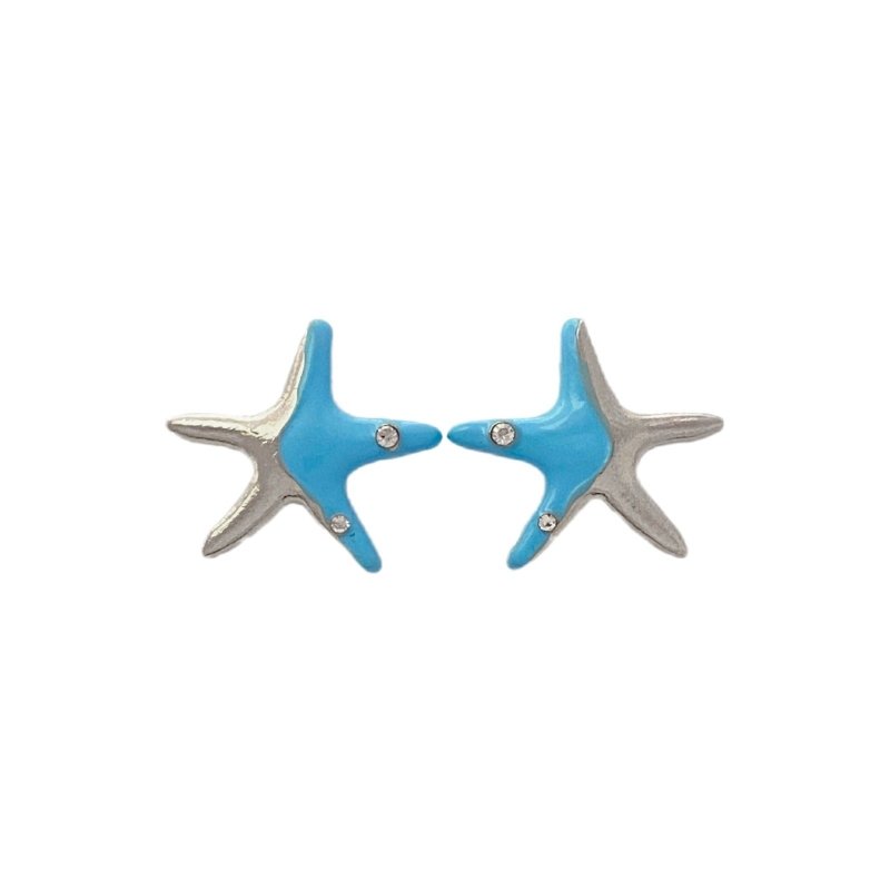 Cool Blue Drip Glazed Starfish Stud Earrings Niche Exquisite-Jewearrings