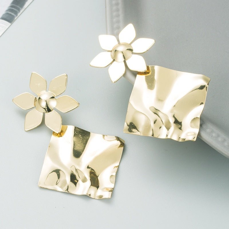 Cool Geometric Gold-plated Temperamental Minority Earrings-Jewearrings