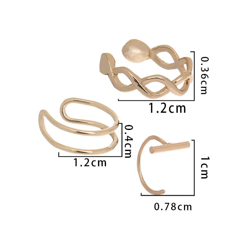 Cool Personality Lady Ear Bone Clip Earrings, Gold Fashion Simple Earring Clip 3-piece Set-Jewearrings