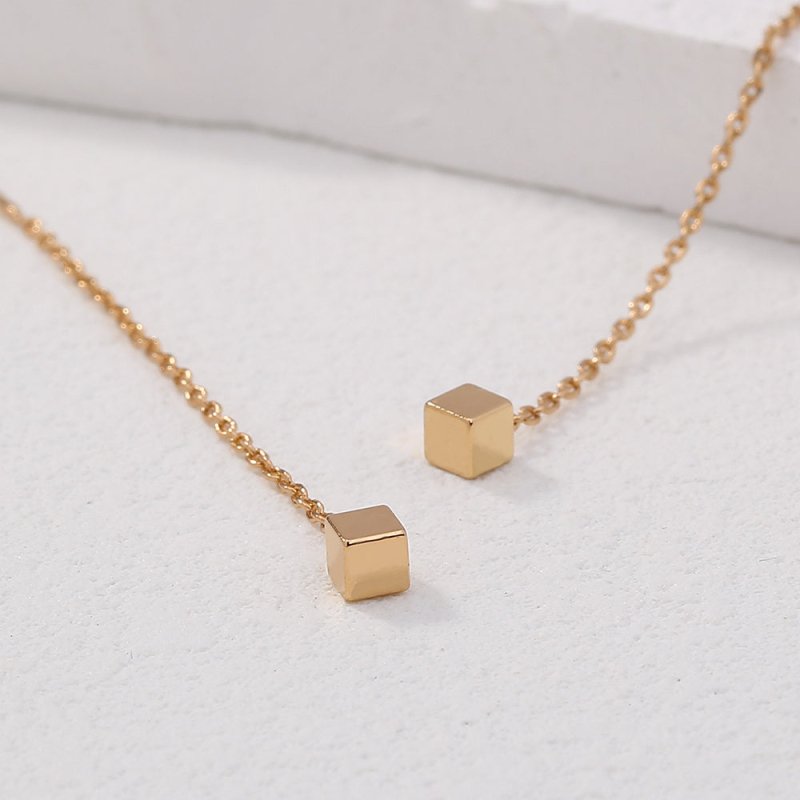 Cool Wind Gold Small Box Tassel Ear Line, Small Simple Daily Wear Earrings Female-Jewearrings