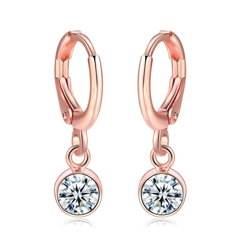 Copper and zircon rose gold earrings-Jewearrings