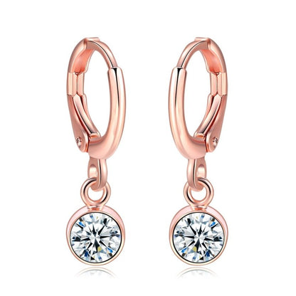 Copper and zircon rose gold earrings-Jewearrings