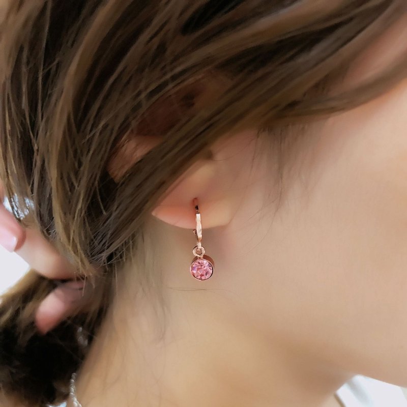 Copper and zircon rose gold earrings-Jewearrings