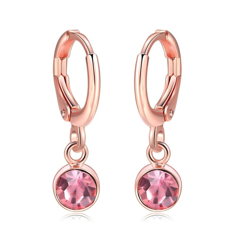 Copper and zircon rose gold earrings-Jewearrings