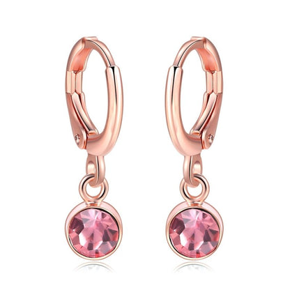 Copper and zircon rose gold earrings-Jewearrings