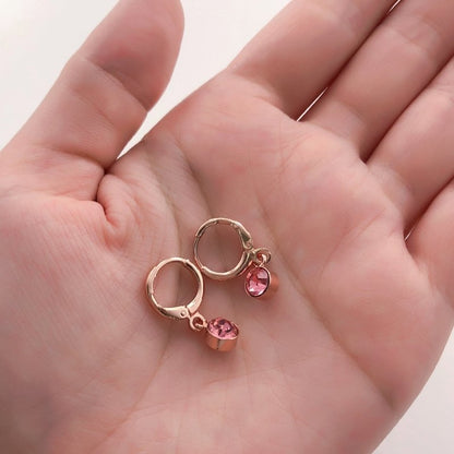 Copper and zircon rose gold earrings-Jewearrings