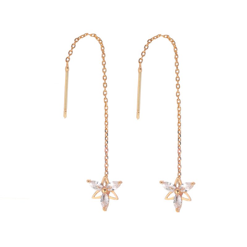 Copper Butterfly Zircon Gold Tassel Earrings-Jewearrings