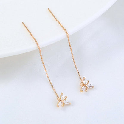 Copper Butterfly Zircon Gold Tassel Earrings-Jewearrings