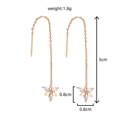 Copper Butterfly Zircon Gold Tassel Earrings-Jewearrings