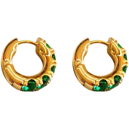 Copper Plated Genuine Gold Temperament Retro Set With White Stone Earrings-Jewearrings