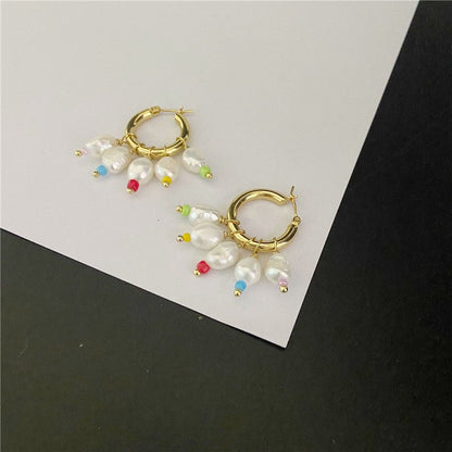 Copper Plated Real Gold Natural Freshwater Pearl Candy Fashion Trend Stud Earrings-Jewearrings