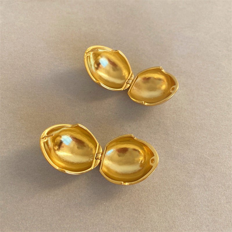 Copper Plating 18K Real Gold Egg Shell Earrings-Jewearrings