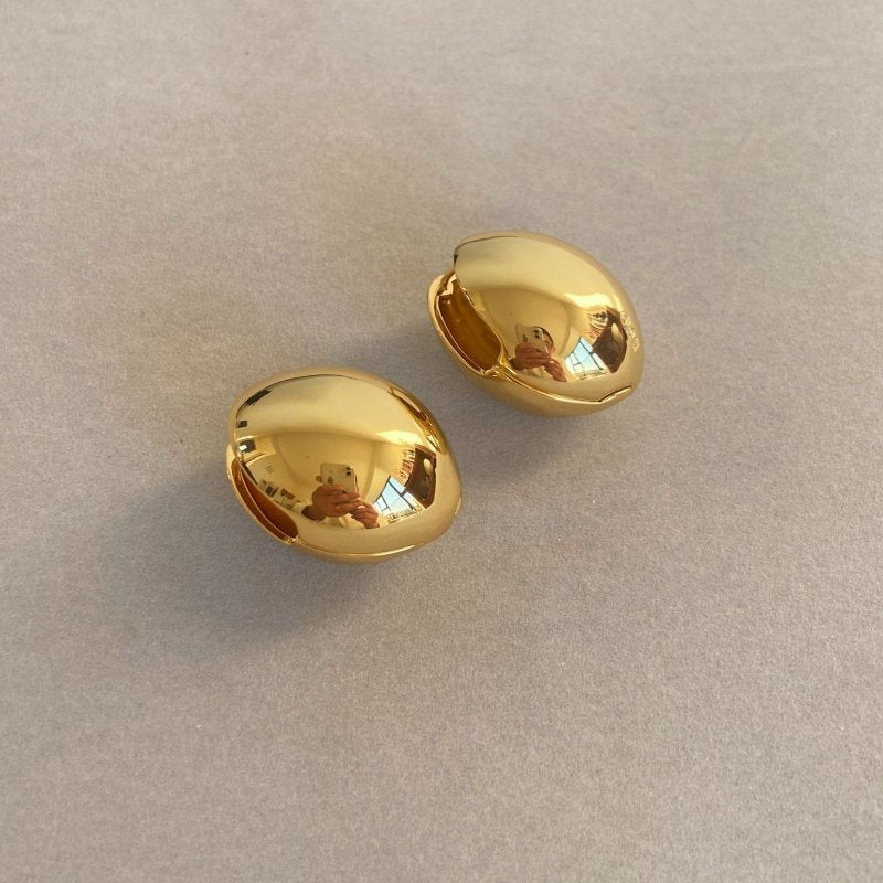 Copper Plating 18K Real Gold Egg Shell Earrings-Jewearrings