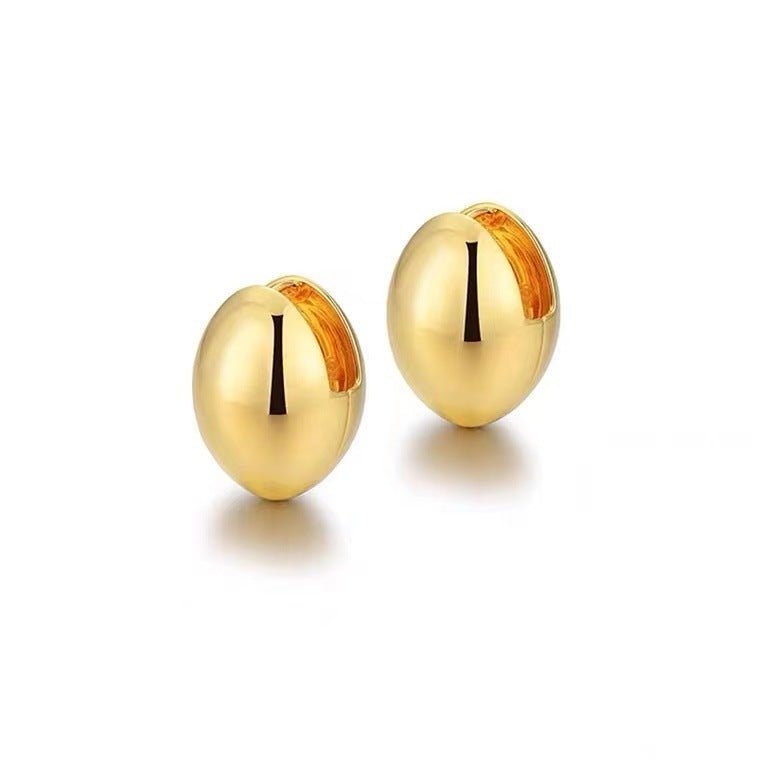 Copper Plating 18K Real Gold Egg Shell Earrings-Jewearrings