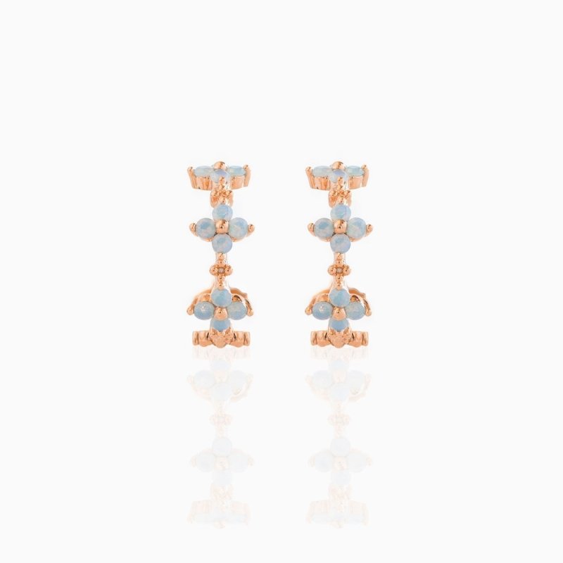 Copper Plating 18K Real Gold Inlaid Pick Rhinestone Flower Ear Ring Earrings-Jewearrings