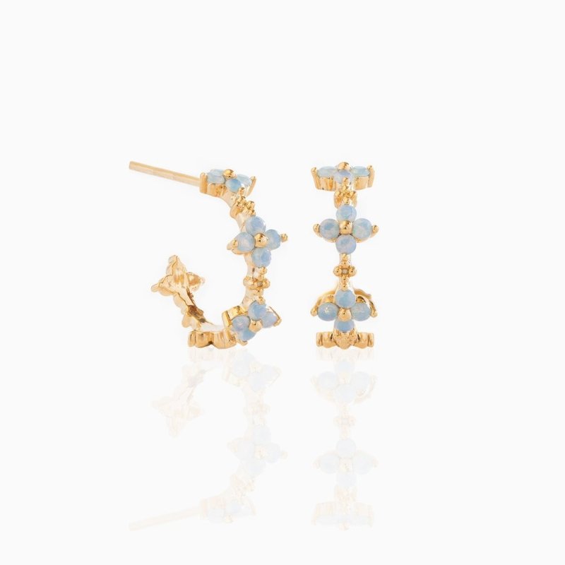 Copper Plating 18K Real Gold Inlaid Pick Rhinestone Flower Ear Ring Earrings-Jewearrings