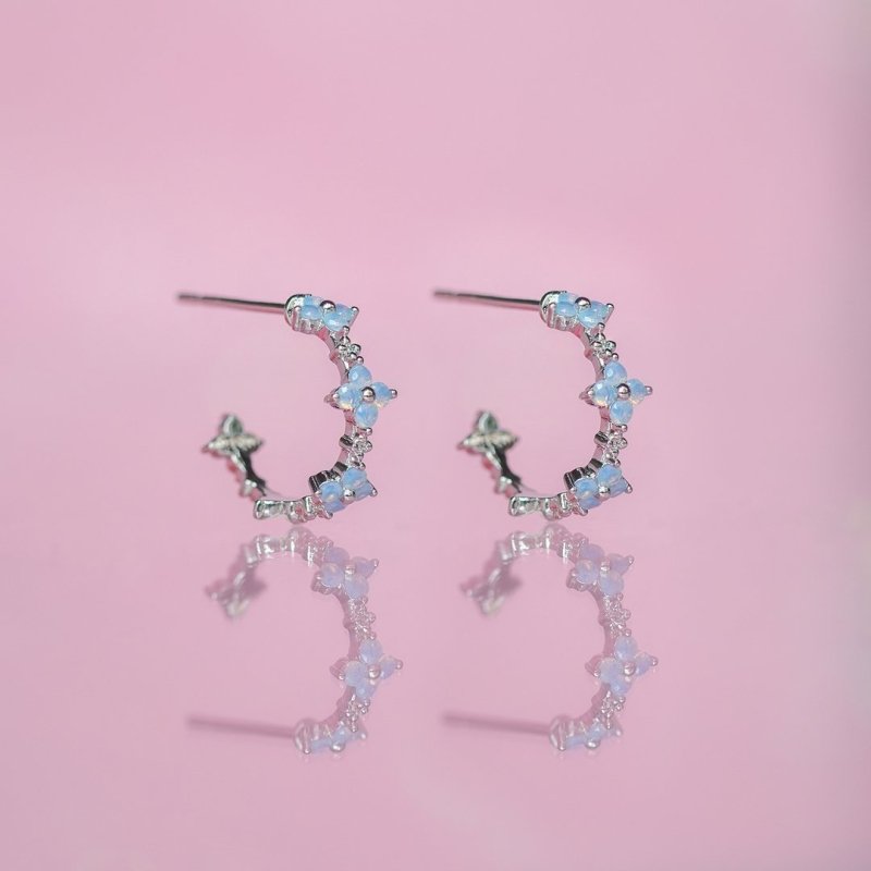 Copper Plating 18K Real Gold Inlaid Pick Rhinestone Flower Ear Ring Earrings-Jewearrings