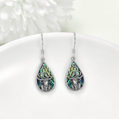 Cow Earrings - Abalone Shell Dangles-Jewearrings