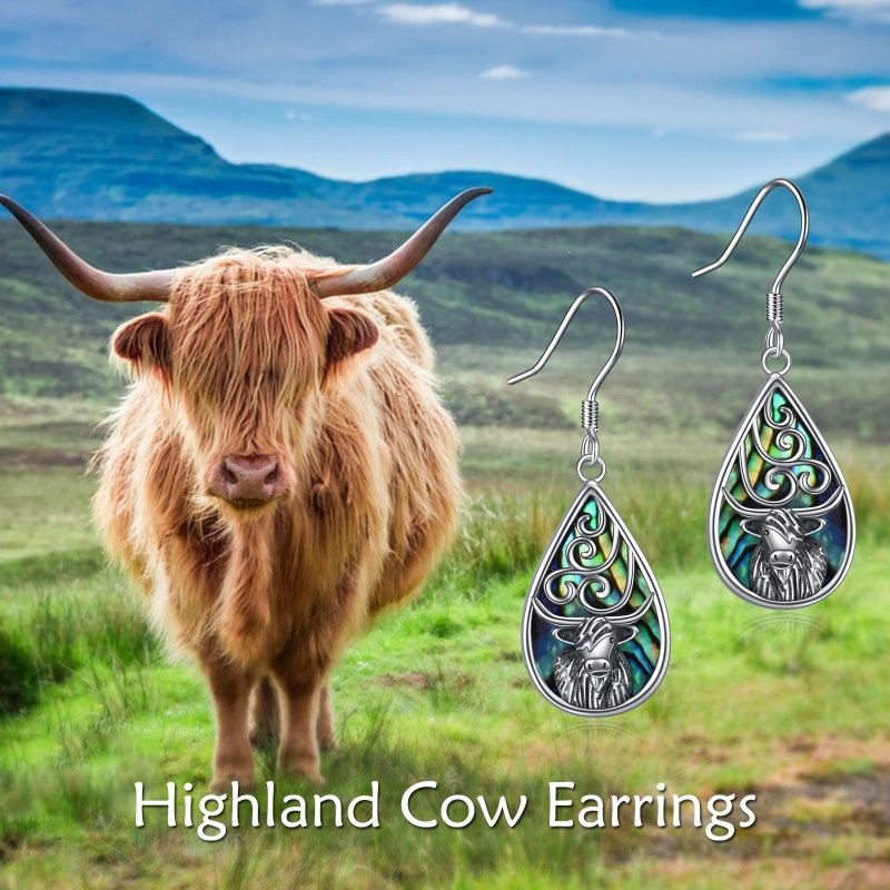 Cow Earrings - Abalone Shell Dangles-Jewearrings