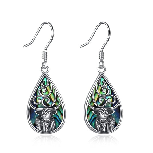 Cow Earrings - Abalone Shell Dangles-Jewearrings